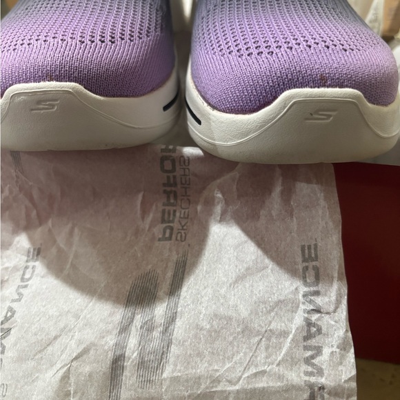 Skechers Go Walk Black and Purple Slip-Ons - Picture 3 of 7